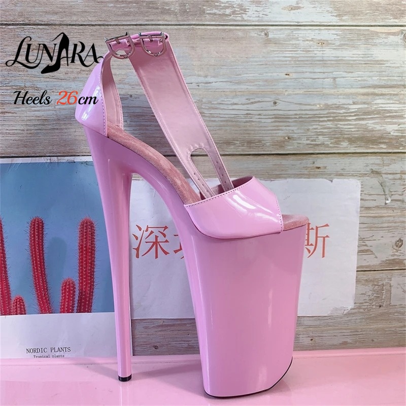 26cm/10인치 핑크색 에나멜 극세사 높은 굽 샌들  - Women'S Shoes Quality 리뷰 및 가격