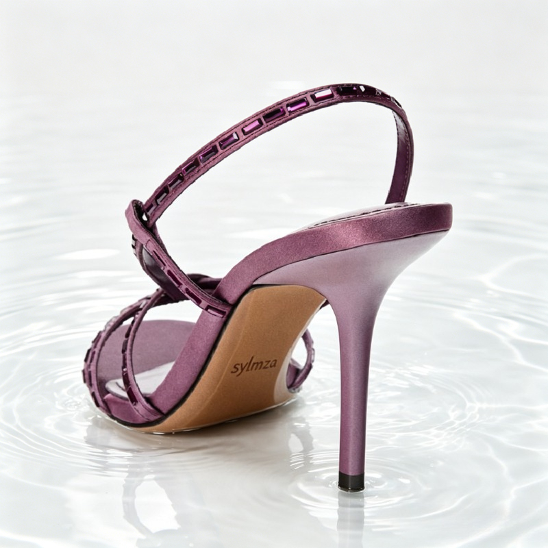 보라색 라인스톤 디테일 힐 샌들 여성 섹시 오픈토 크로 - Women'S Shoes Quality 리뷰 및 가격
