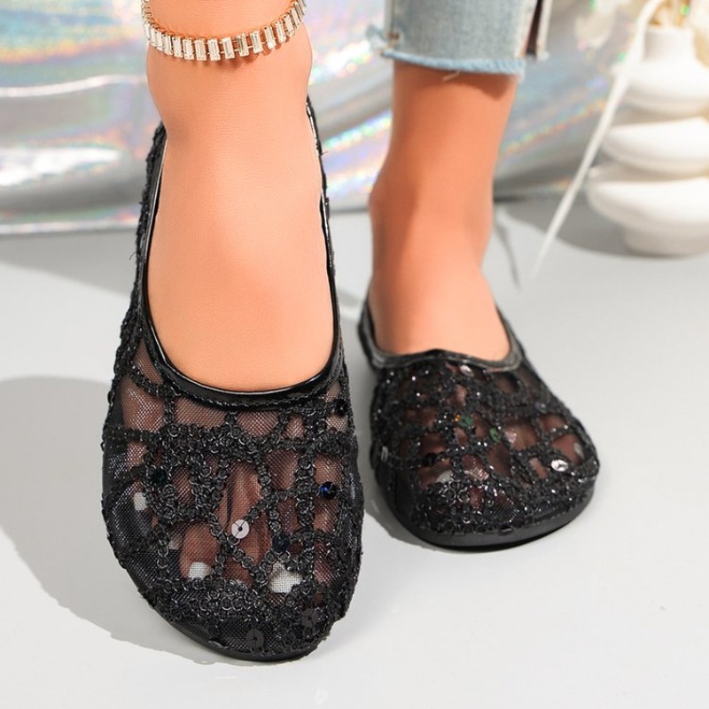 새로운 메쉬 소재의 편안한 라운드 토 스팽글 캐주얼 얕 - Women'S Shoes Clogs 리뷰 및 가격