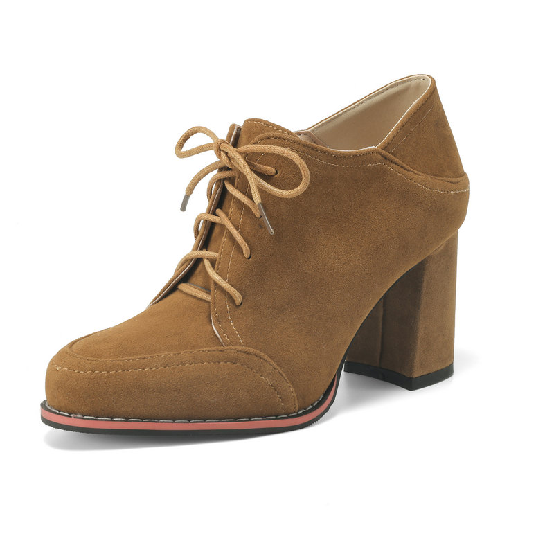 벨벳 가짜 누벅 가죽 브라운 폐쇄 발가락 레이스 업 크 - Oxford Lace Up Women 리뷰 및 가격