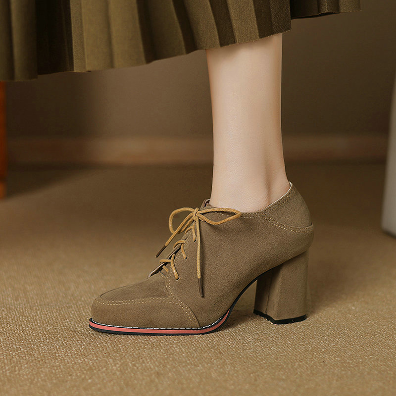 벨벳 가짜 누벅 가죽 브라운 폐쇄 발가락 레이스 업 크 - Oxford Lace Up Women 리뷰 및 가격