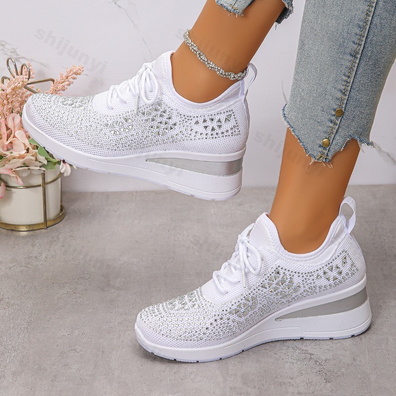 여성 스니커즈 2026 메쉬 통기성 반짝이 큐빅 웨지  - Women Shoes Tennis 리뷰 및 가격