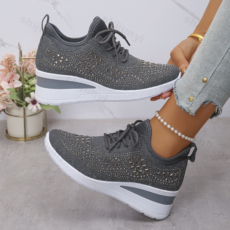 여성 스니커즈 2026 메쉬 통기성 반짝이 큐빅 웨지  - Women Shoes Tennis 리뷰 및 가격